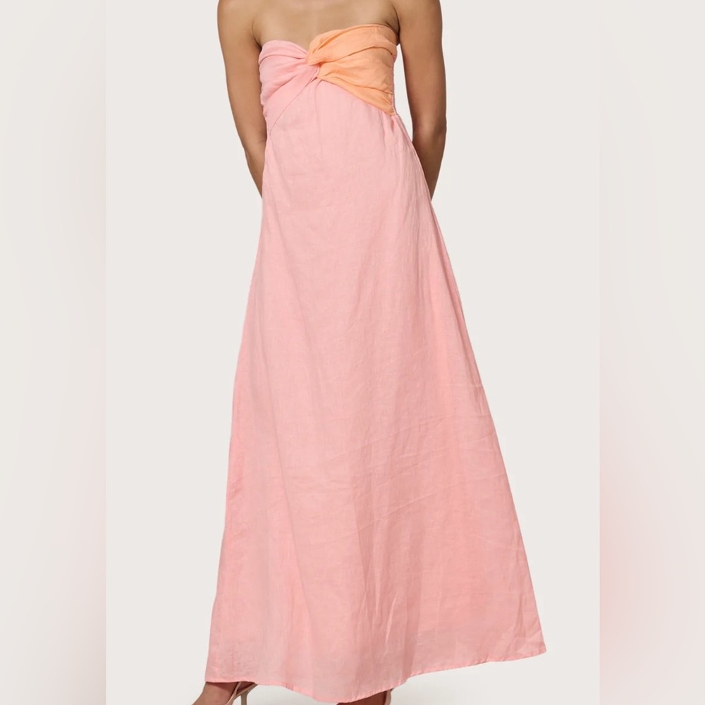 Lusana Melody Peach Linen dress NWT’s sz S